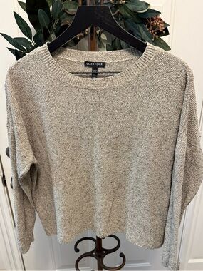 Eileen Fisher Silk Noi Crew Neck Box Top Ash Long Sleeves Lightweight PL Petite